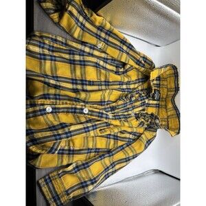 My Destiny Girls 4T Yellow Plaid Flannel Shirt Long Sleeve Sparkle Shimmer